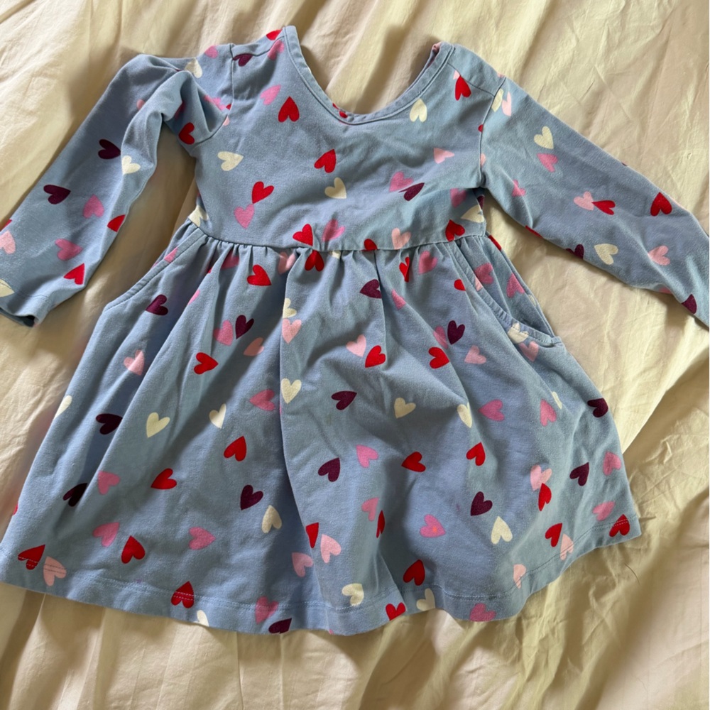 Hanna Andersson Blue Dress with Heart Pattern